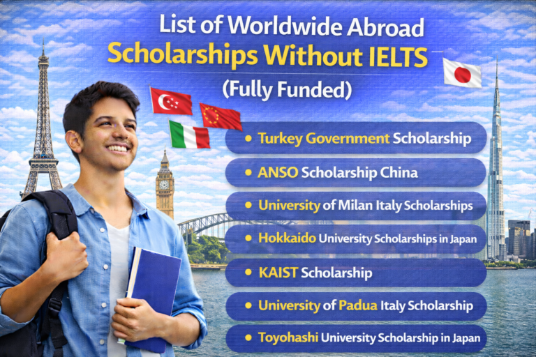List of Worldwide Abroad Scholarships Without IELTS (Fully Funded)